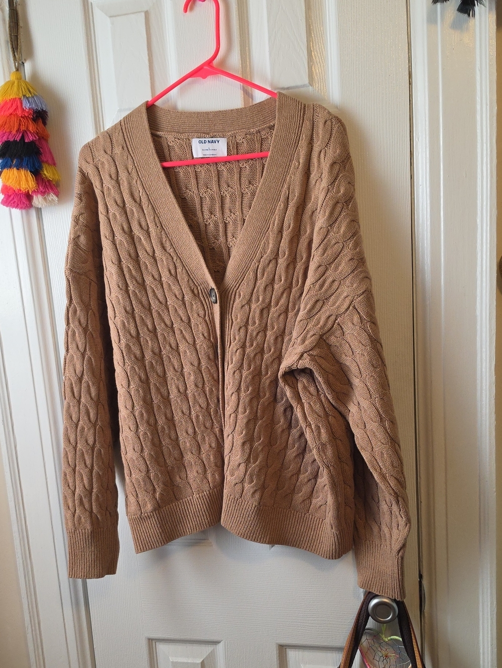 NWOT Old Navy Women's Cable Knit Cardigan Sweater - Camel Brown